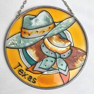 Design Works Texas Cowboy Suncatcher, Western Window Decor, 4", Vintage Flawed